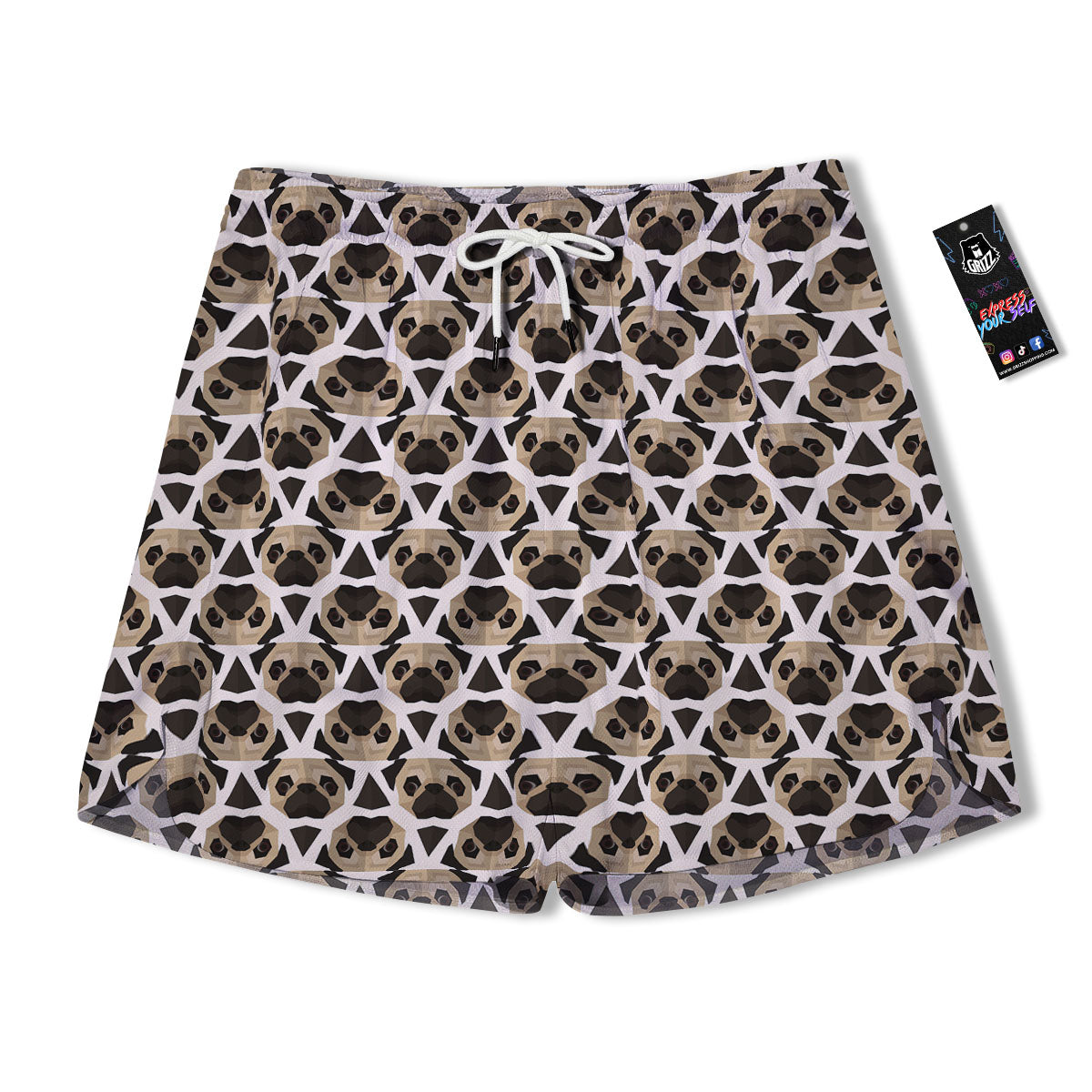 Pug Geometric Print Pattern Men's Running Shorts-grizzshop