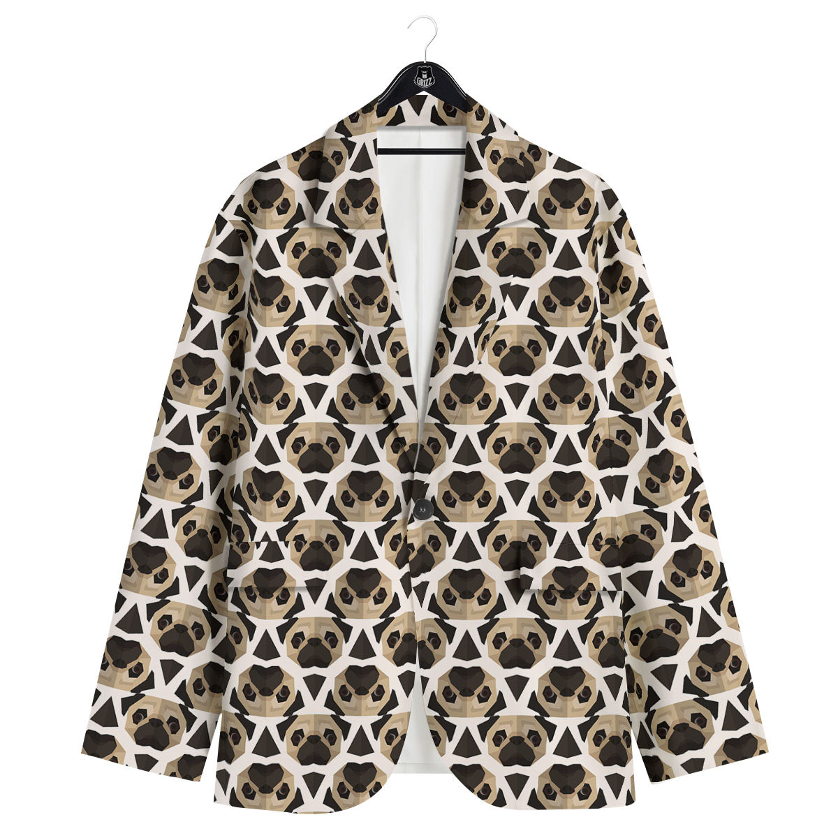 Pug Geometric Print Pattern Men's Sport Coat-grizzshop