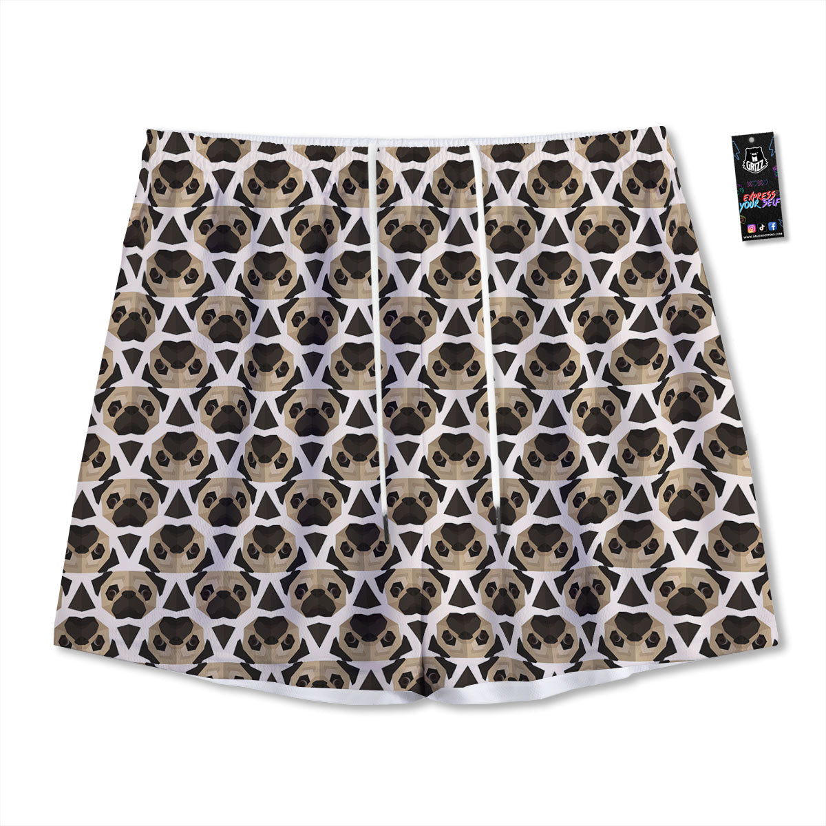 Pug Geometric Print Pattern Mesh Shorts