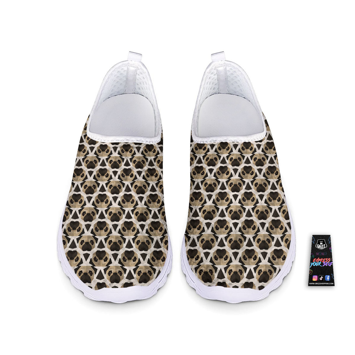 Pug Geometric Print Pattern Nurse Shoes-grizzshop