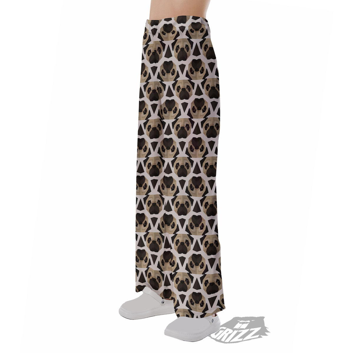 Pug Geometric Print Pattern Pajama Pants-grizzshop