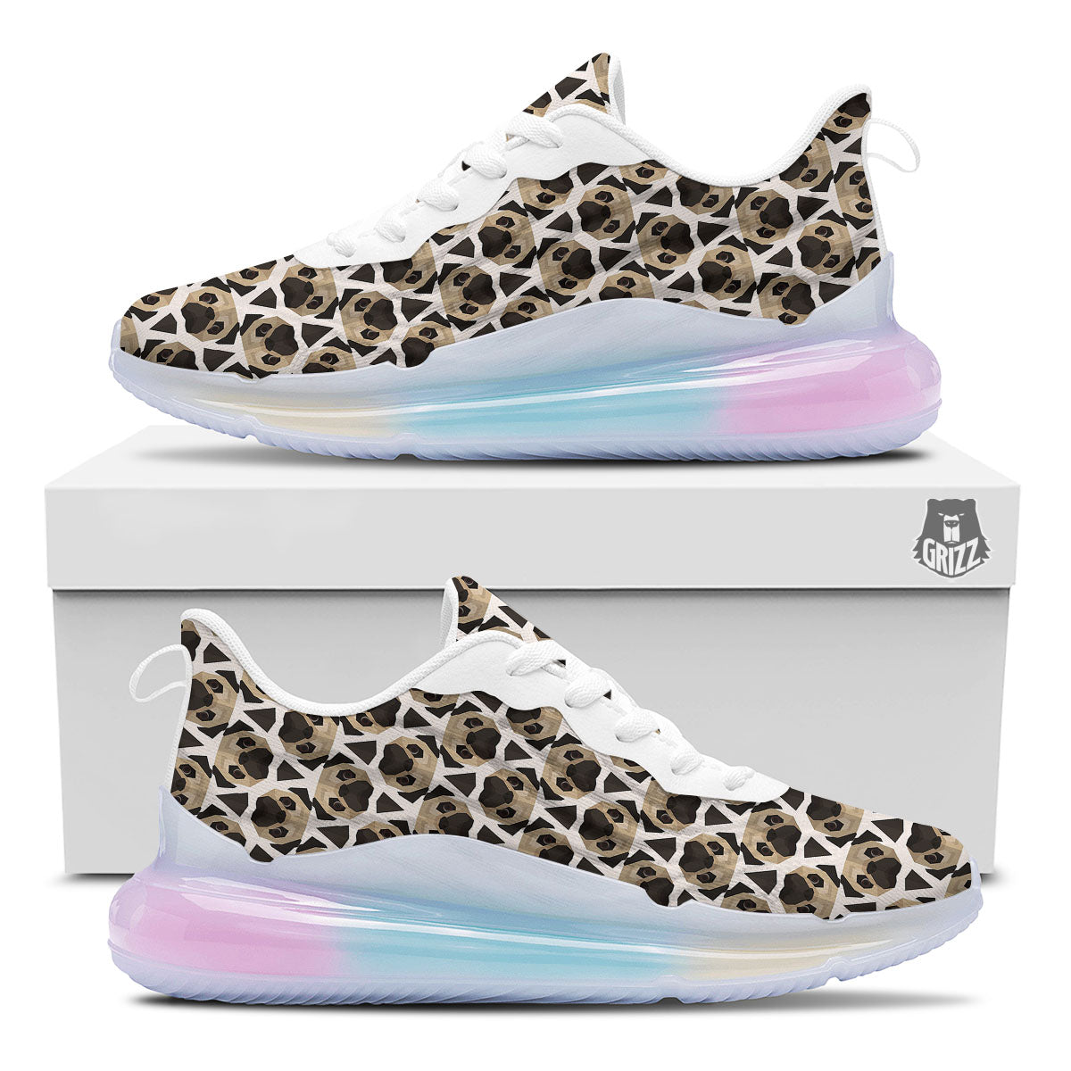 Pug Geometric Print Pattern Running Sneakers-grizzshop