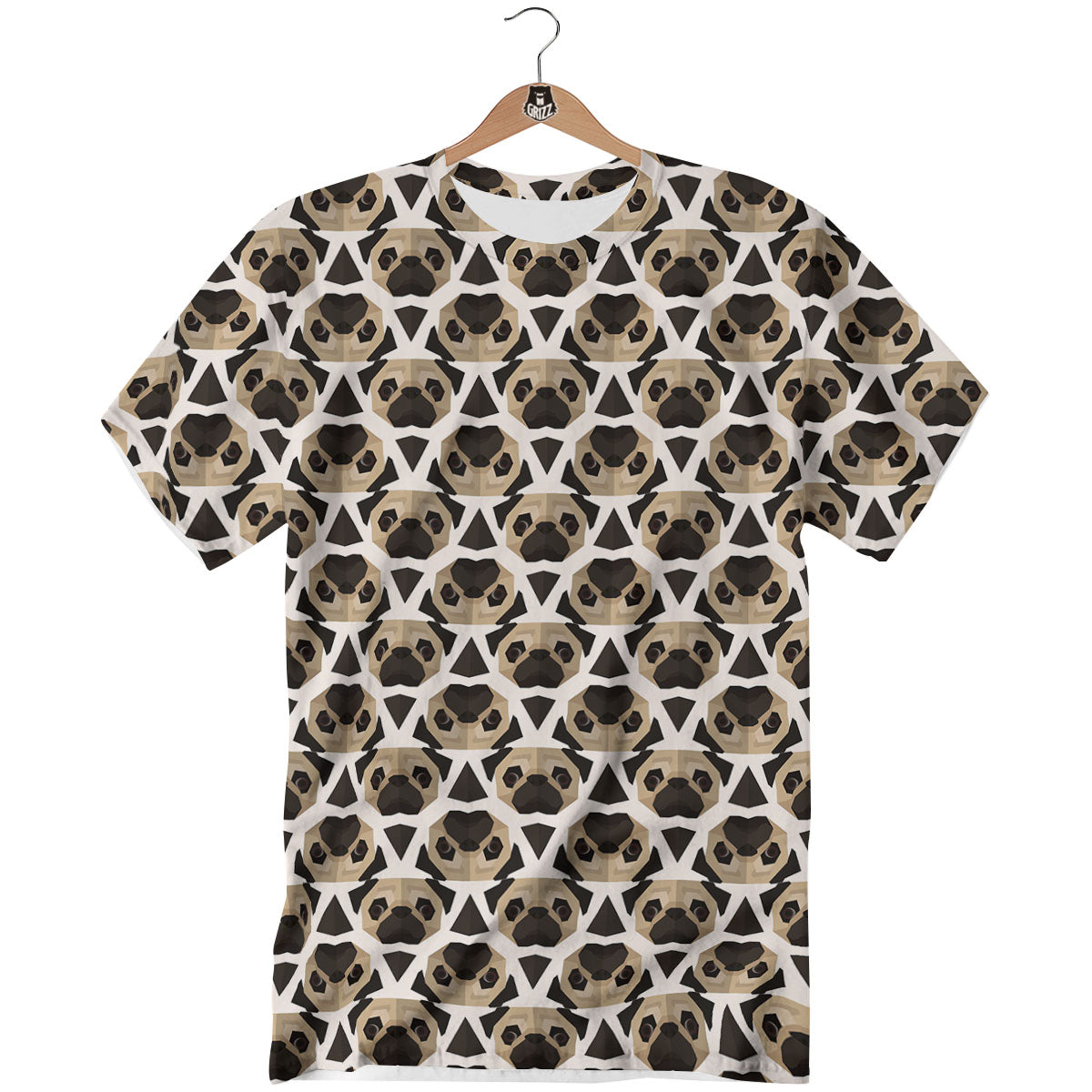 Pug Geometric Print Pattern T-Shirt-grizzshop