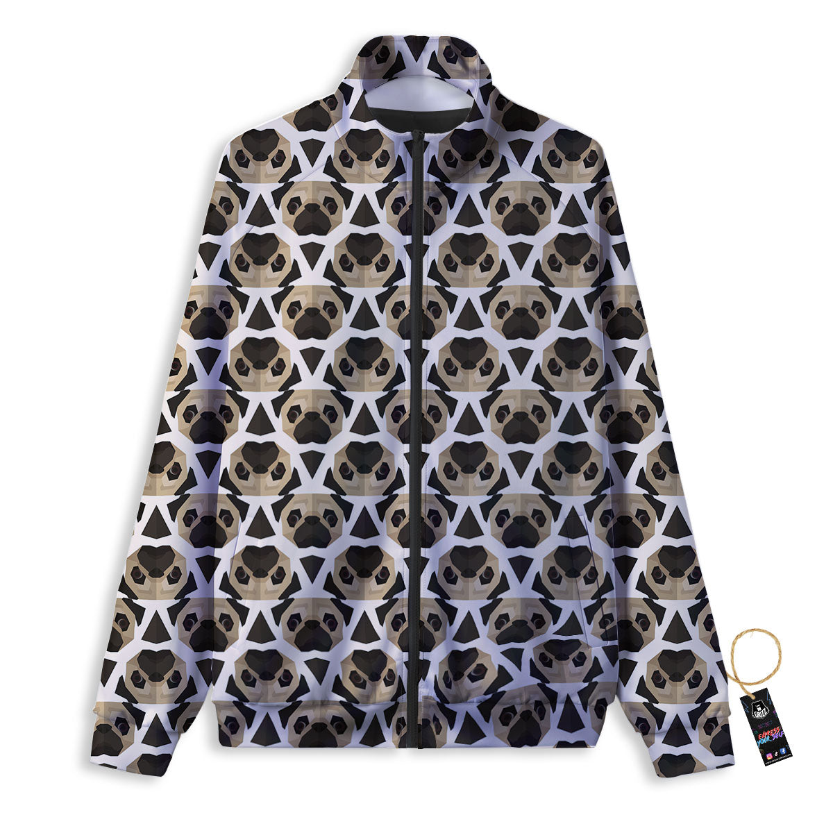 Pug Geometric Print Pattern Track Jacket-grizzshop