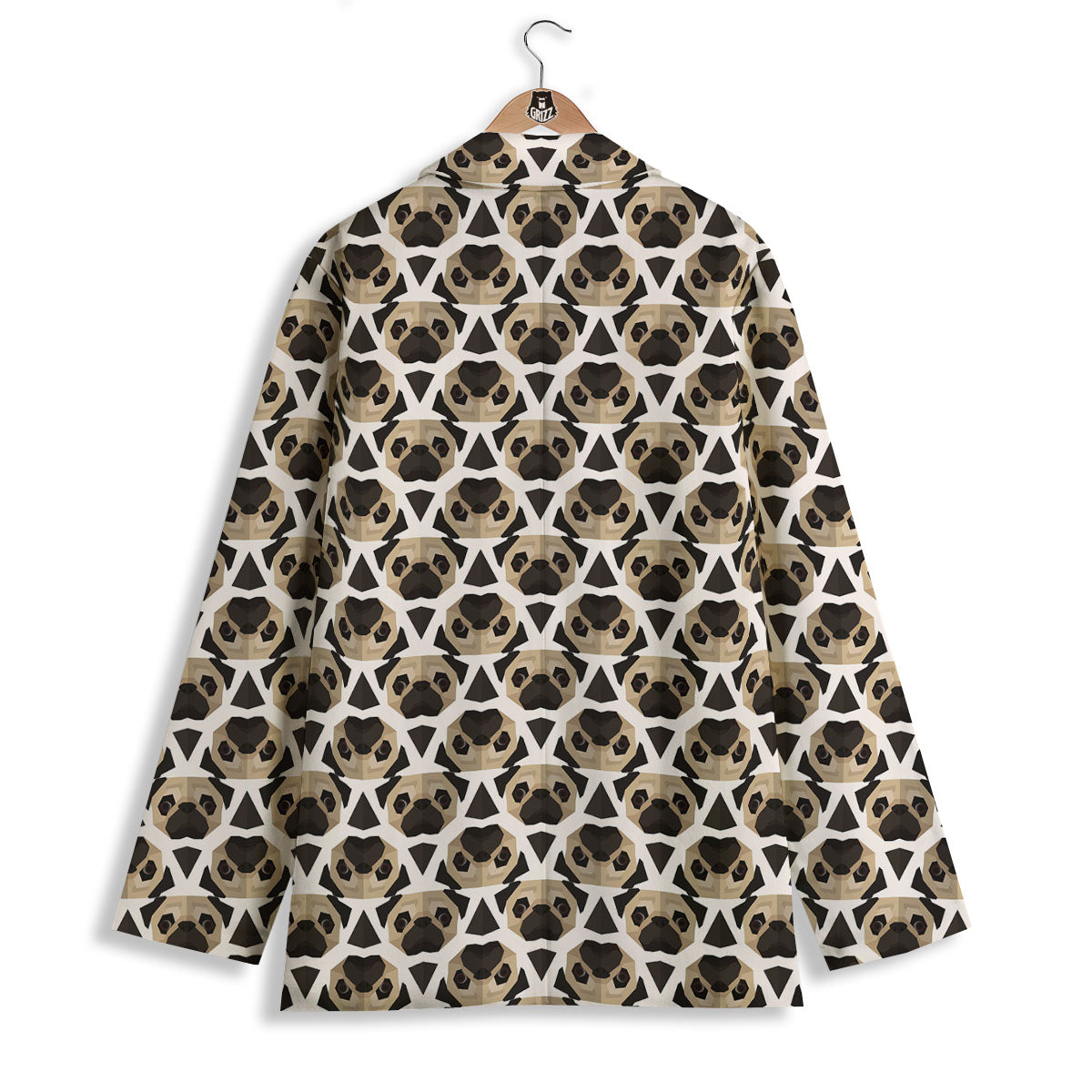Pug Geometric Print Pattern Women's Blazer-grizzshop