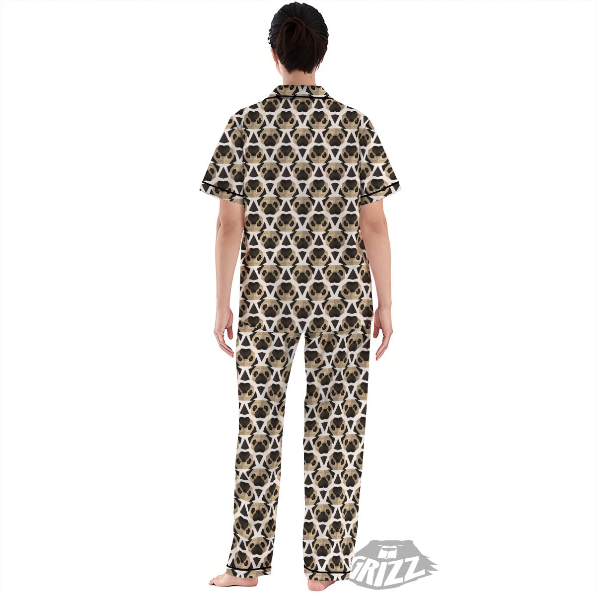 Pug Geometric Print Pattern Women's Pajamas Set-grizzshop