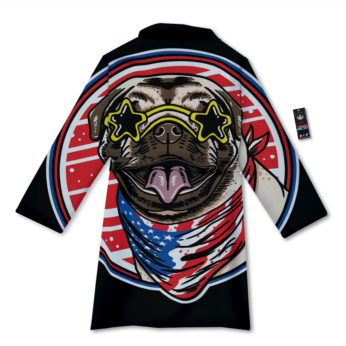 Pug Hipster Print Bathrobe-grizzshop