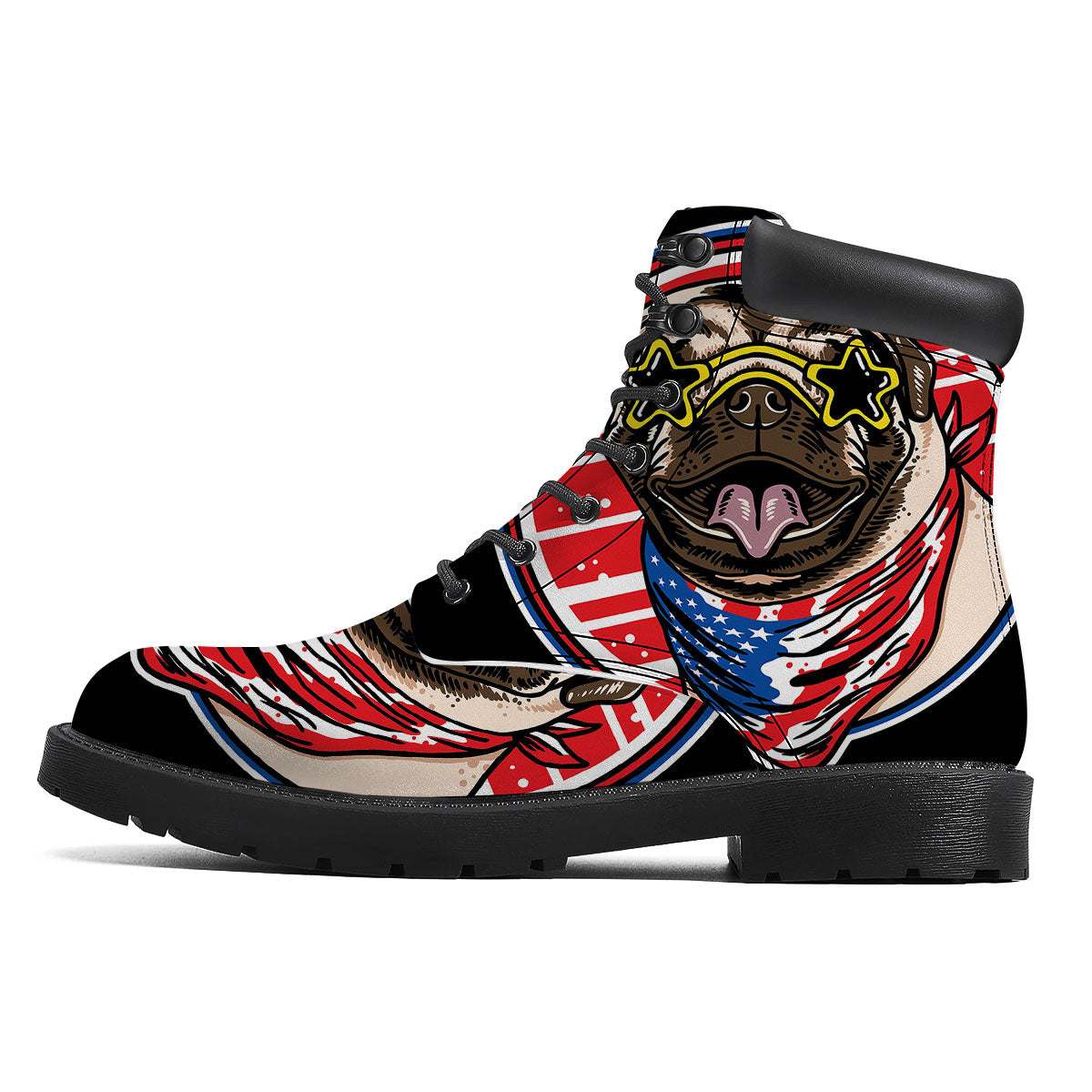 Pug Hipster Print Boots-grizzshop