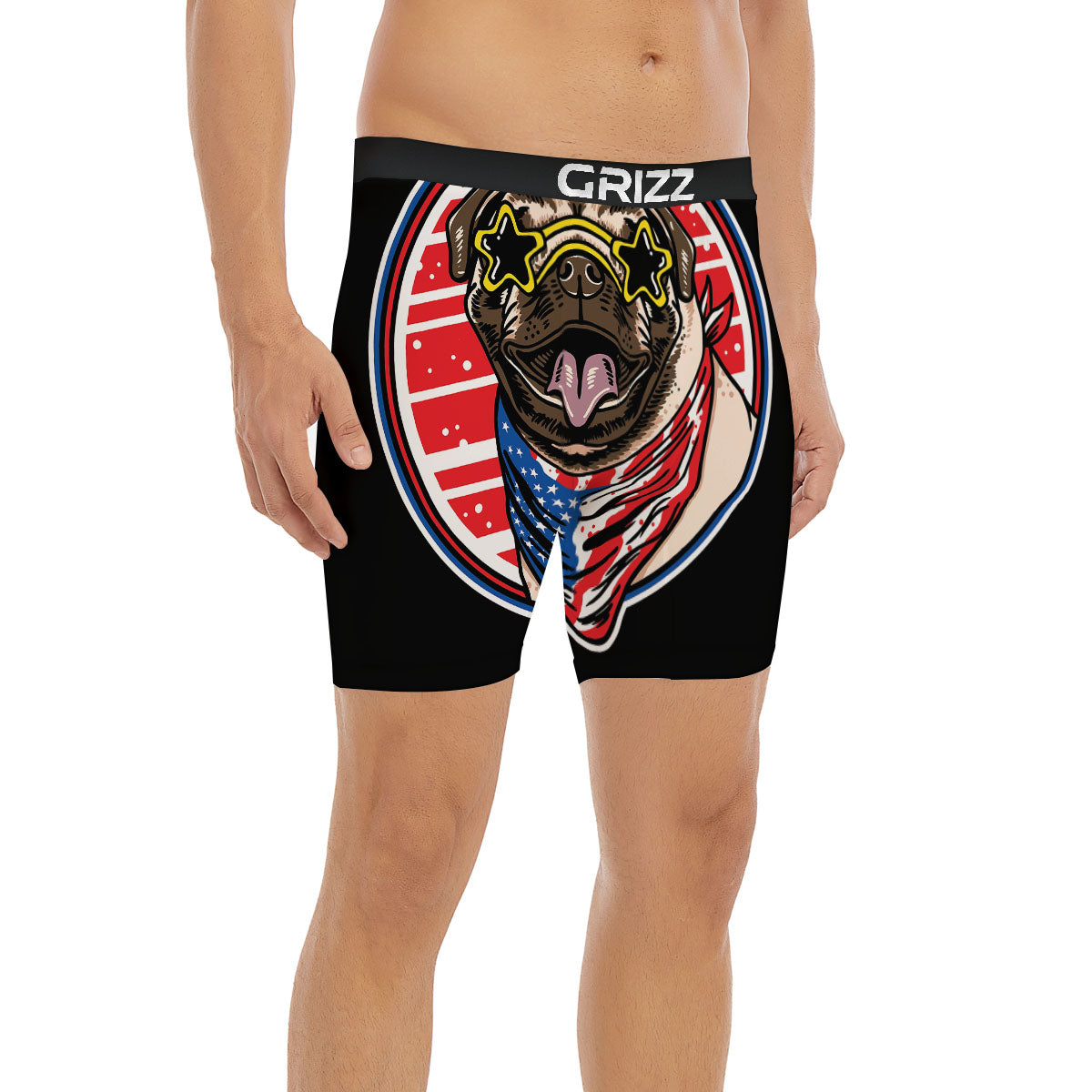 Pug Hipster Print Boxer Briefs-grizzshop
