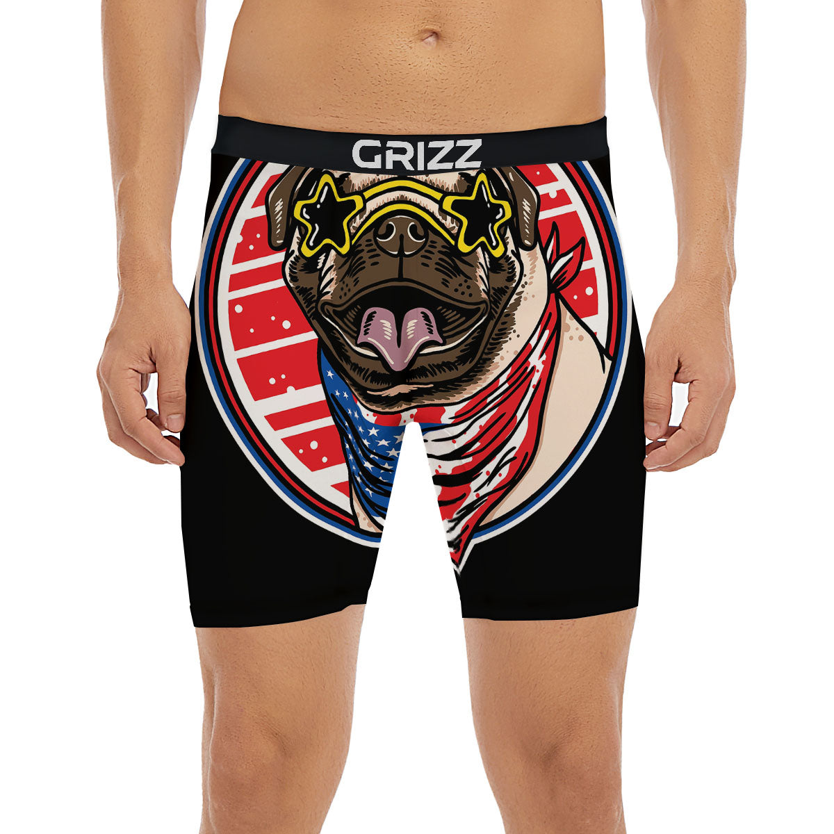 Pug Hipster Print Boxer Briefs-grizzshop