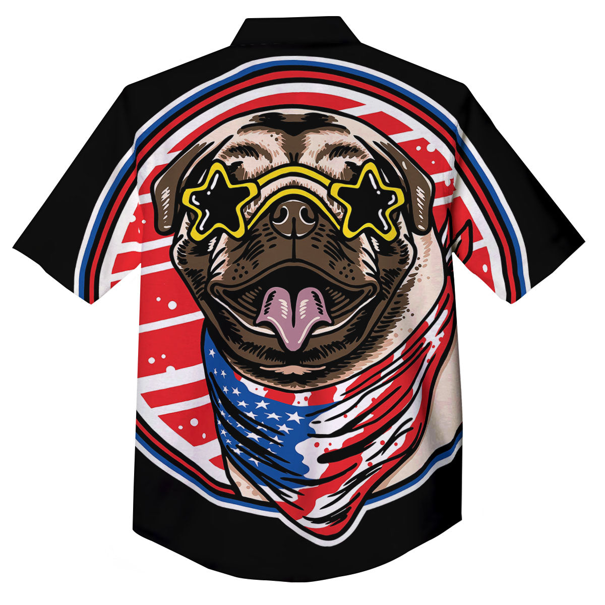 Pug Hipster Print Button Up Shirt-grizzshop