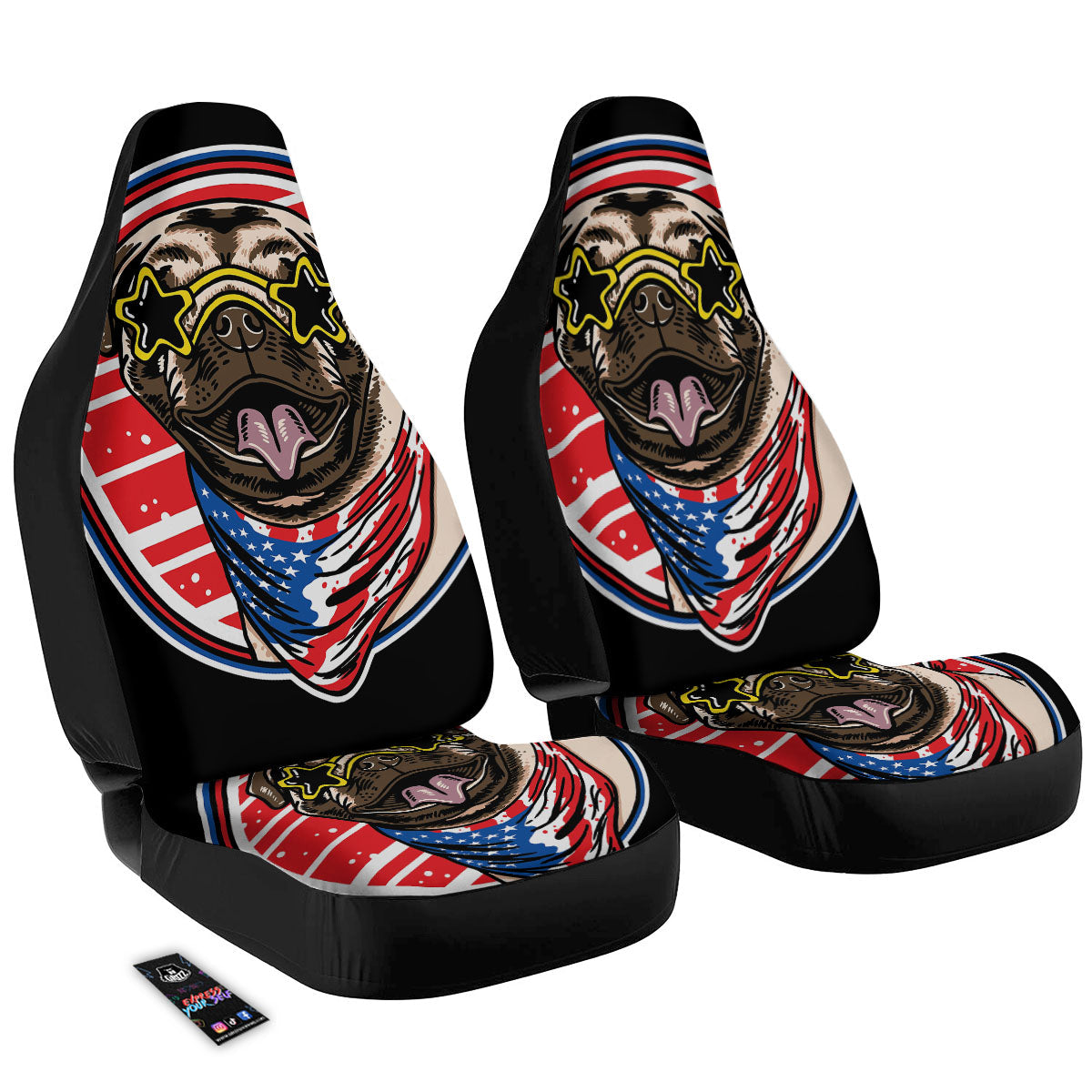 Pug Hipster Print Car Seat Covers-grizzshop