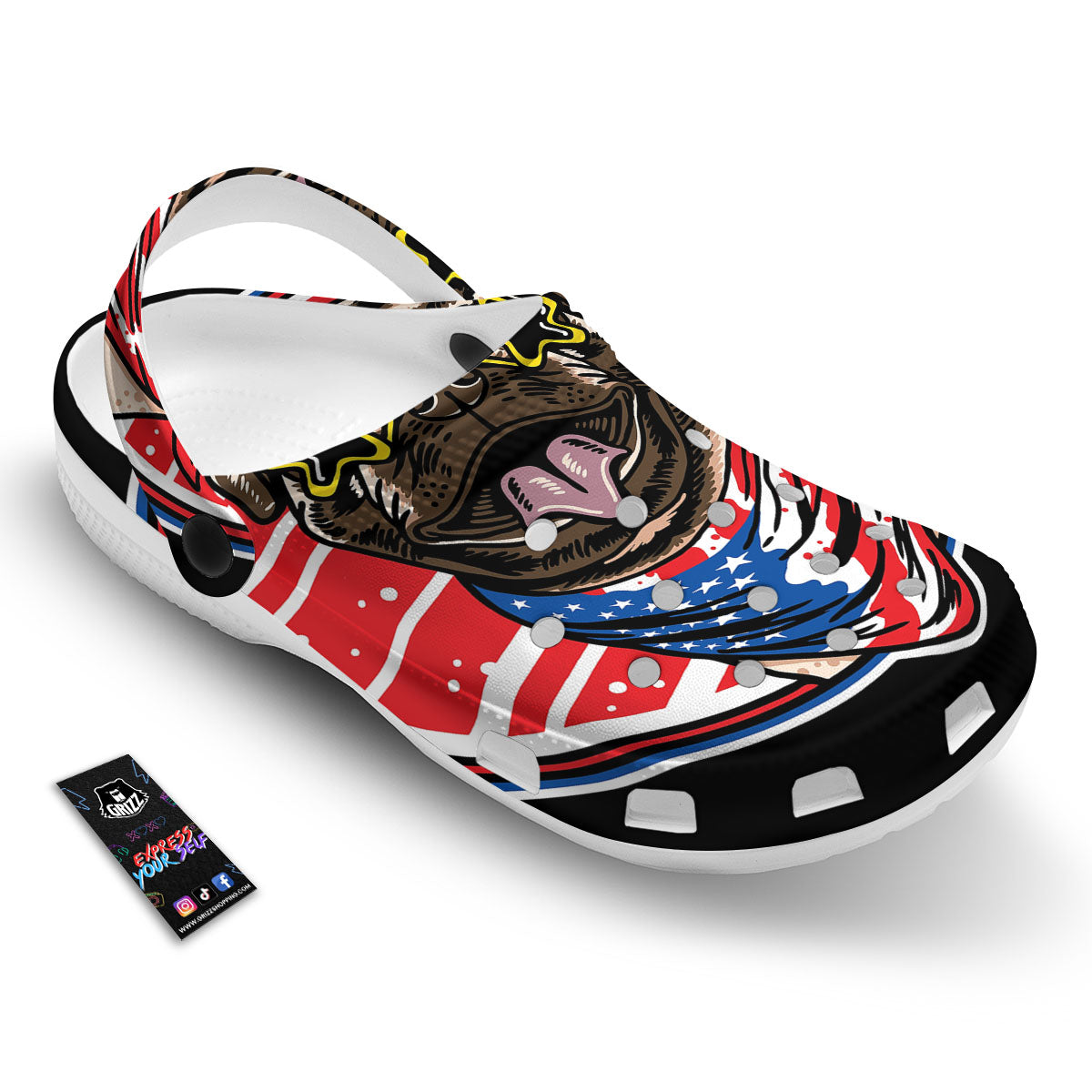 Pug Hipster Print Clog-grizzshop
