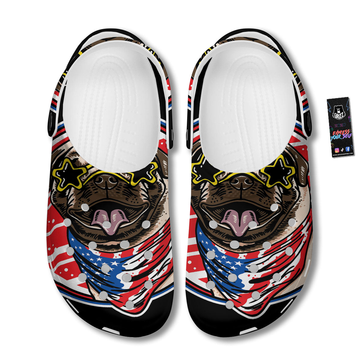 Pug Hipster Print Clog-grizzshop