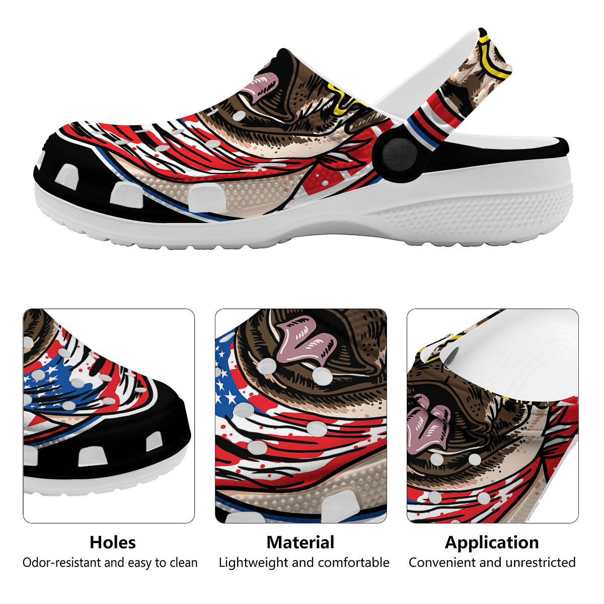 Pug Hipster Print Clog-grizzshop