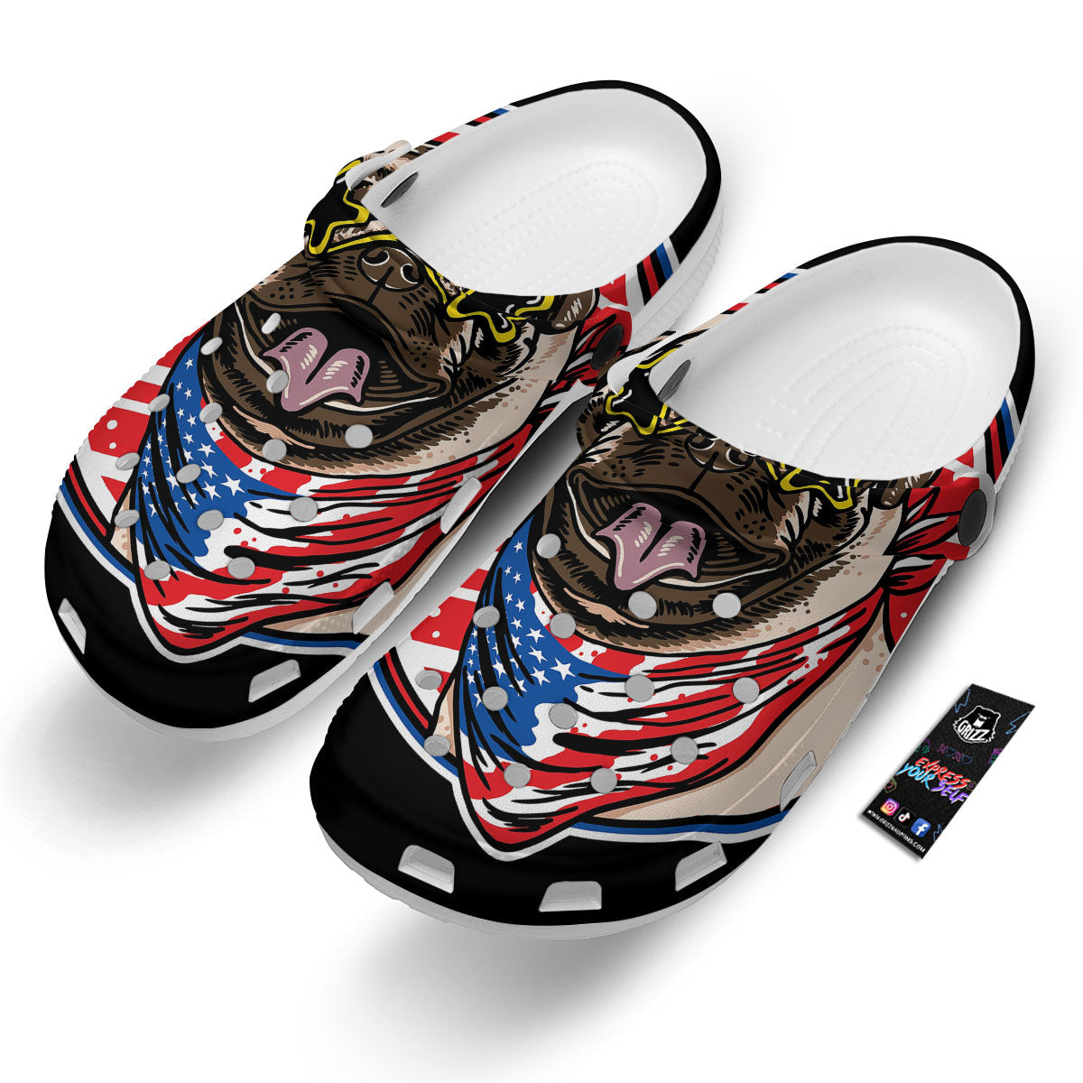 Pug Hipster Print Clog-grizzshop