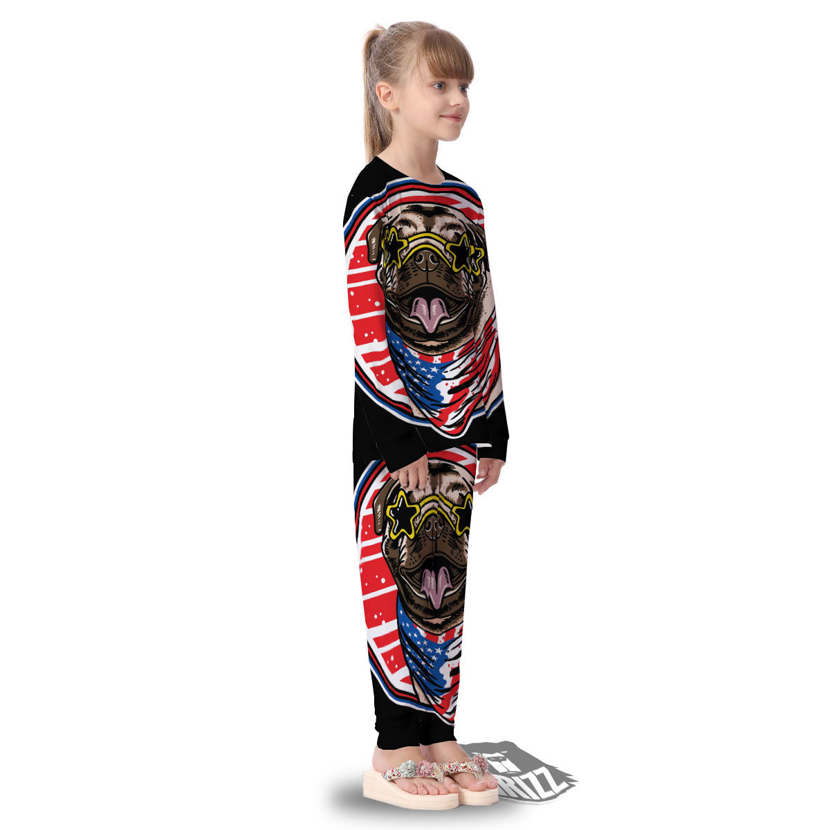 Pug Hipster Print Kid's Pajamas-grizzshop