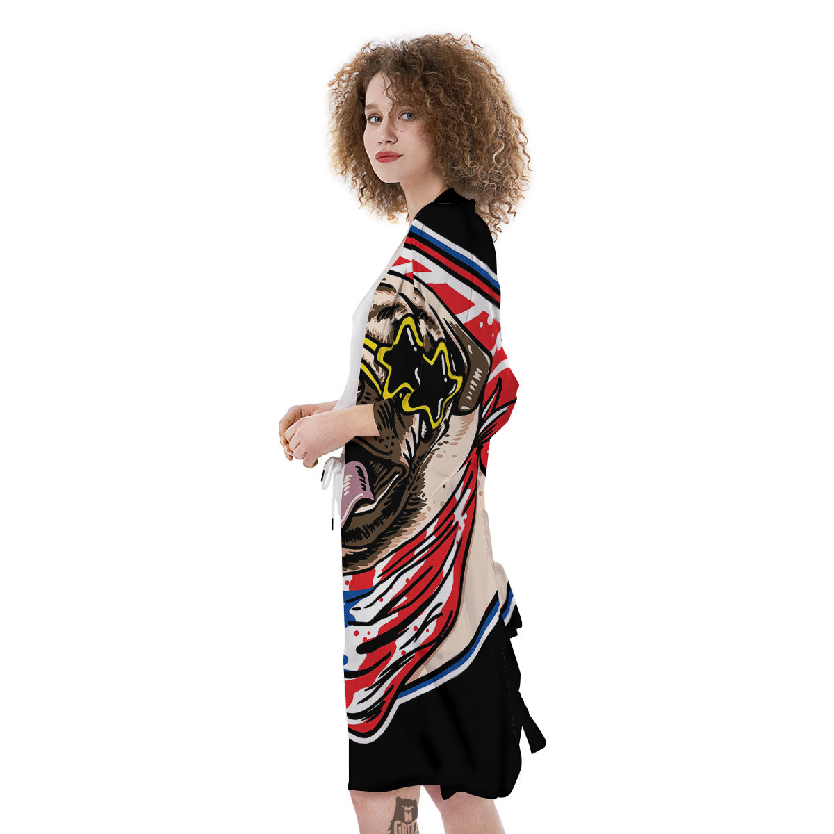 Pug Hipster Print Kimono-grizzshop