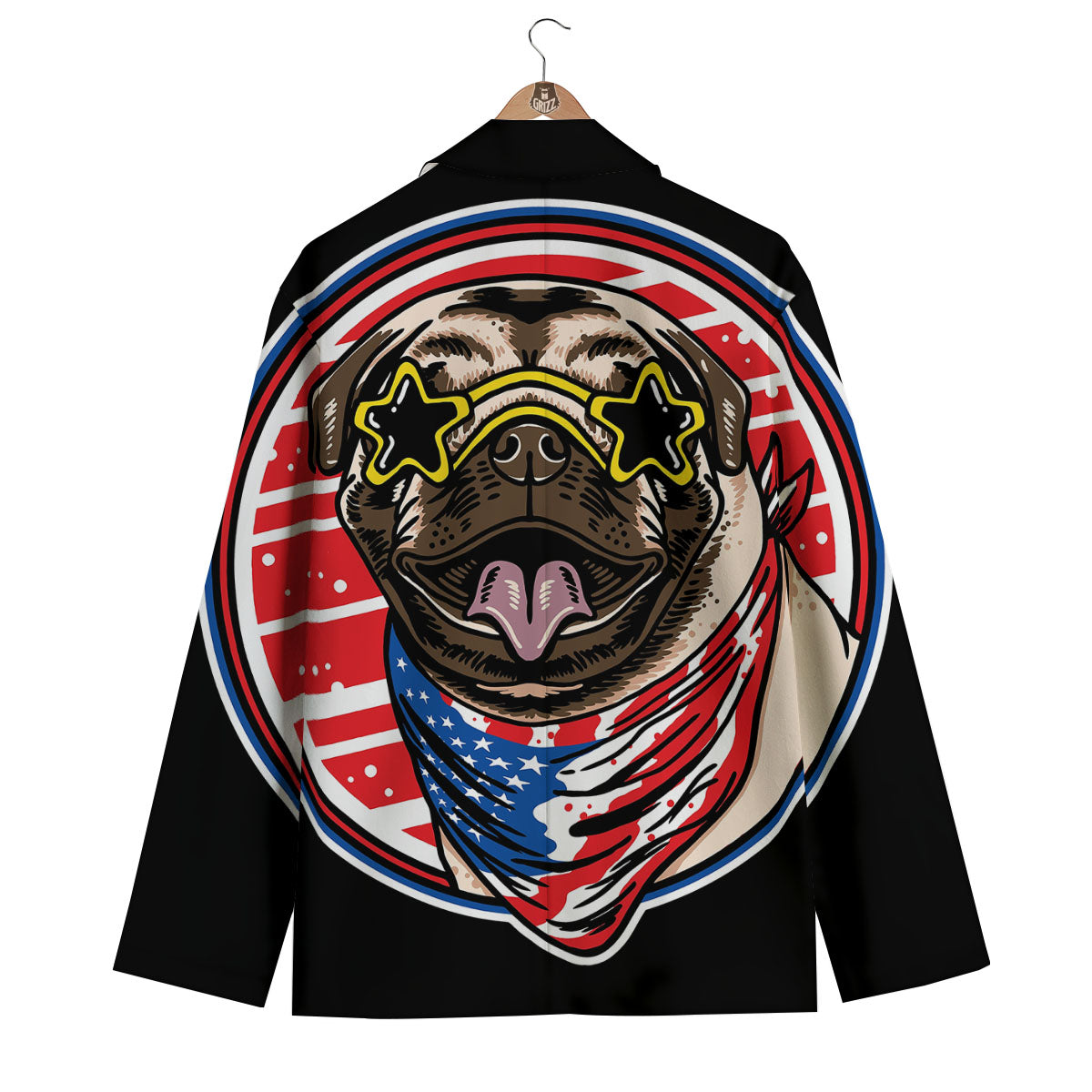 Pug Hipster Print Men's Blazer-grizzshop