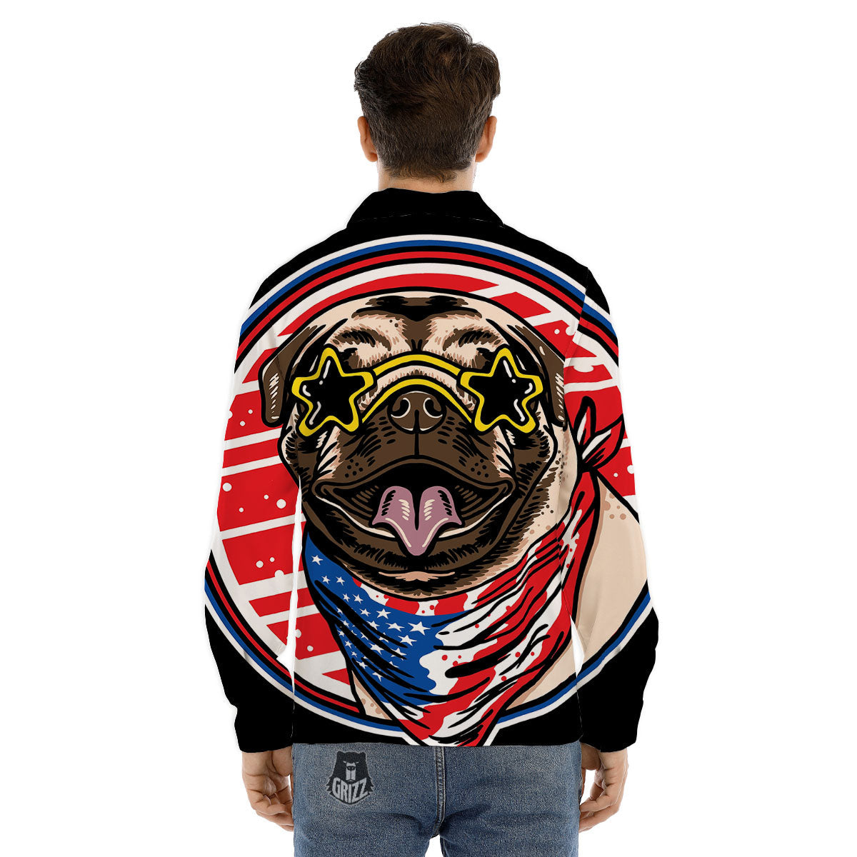 Pug Hipster Print Men's Dress Shirts-grizzshop