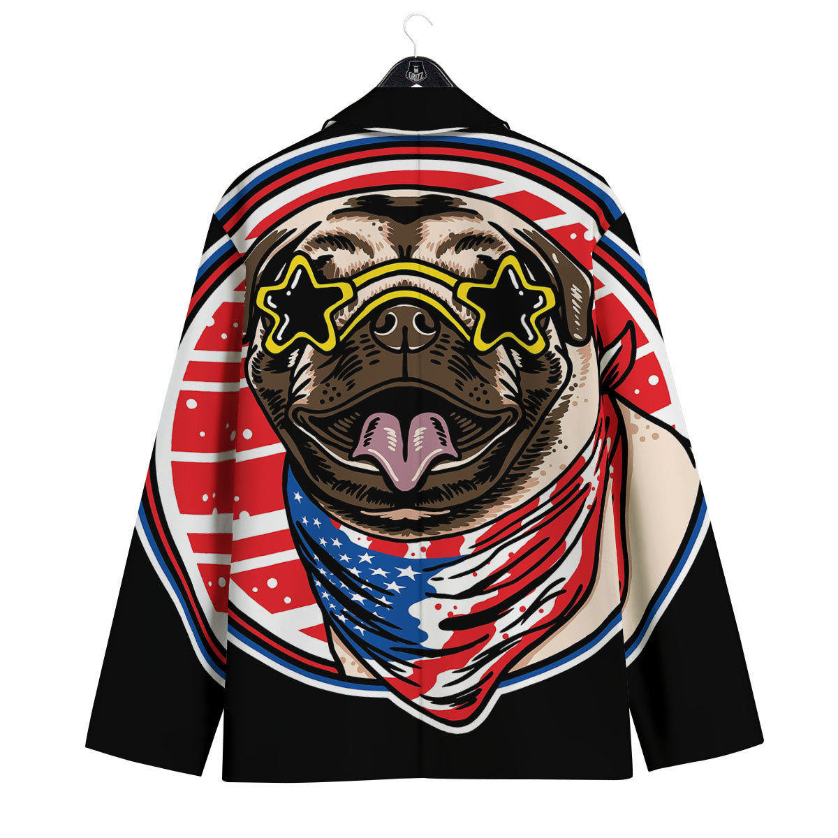 Pug Hipster Print Men's Sport Coat-grizzshop