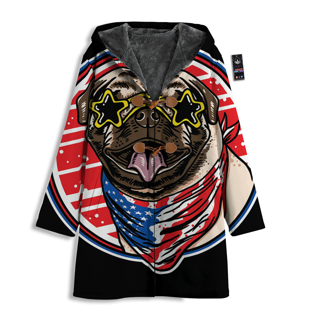 Pug Hipster Print Men's Windbreaker Jacket-grizzshop