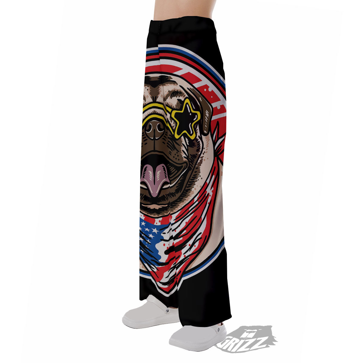 Pug Hipster Print Pajama Pants-grizzshop