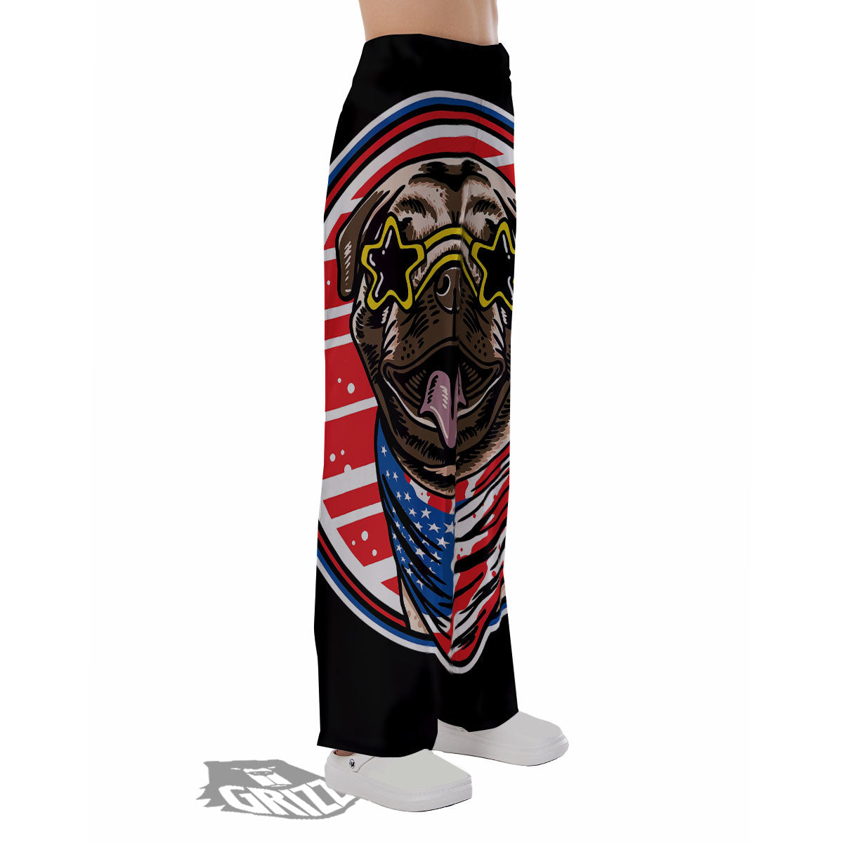 Pug Hipster Print Pajama Pants-grizzshop