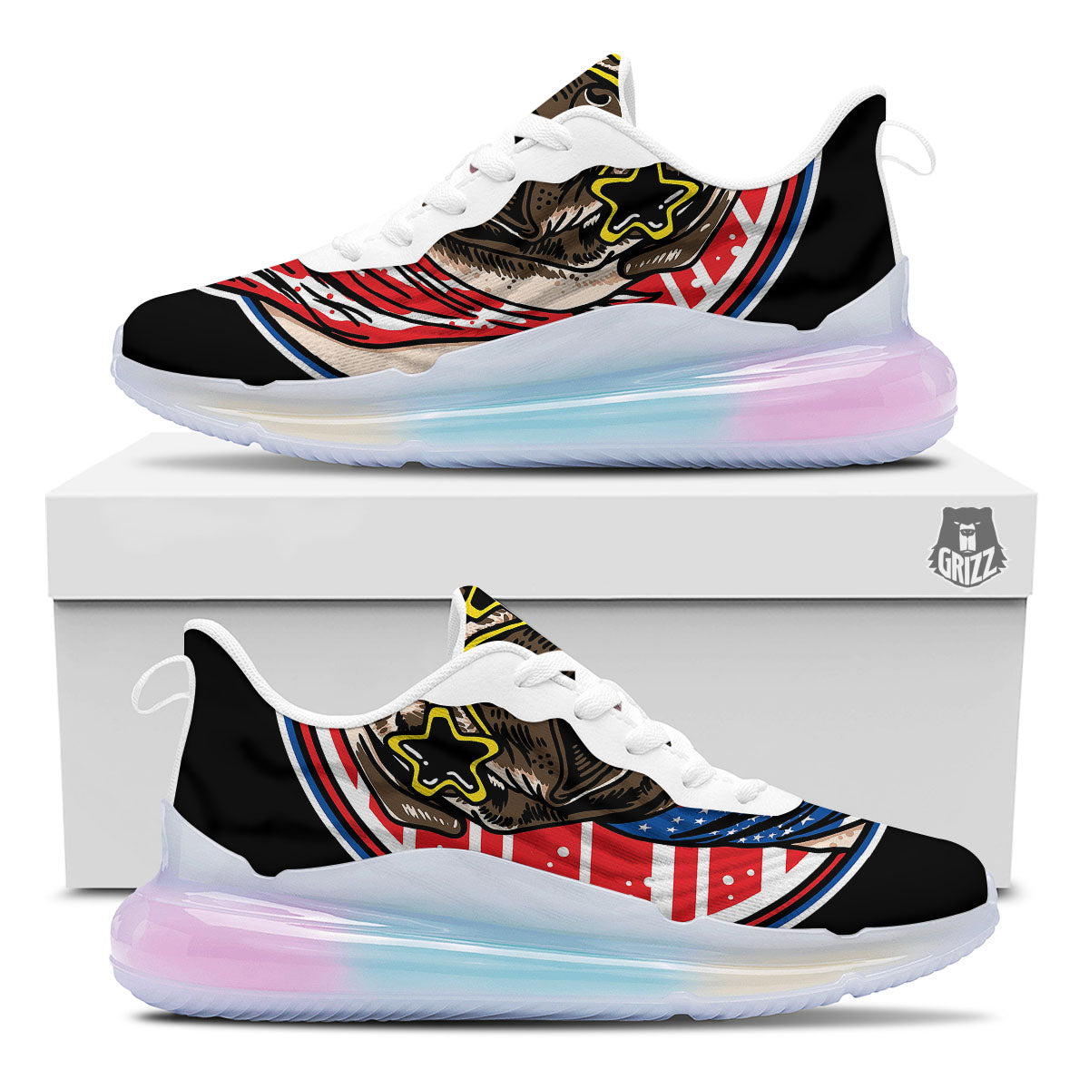 Pug Hipster Print Running Sneakers-grizzshop
