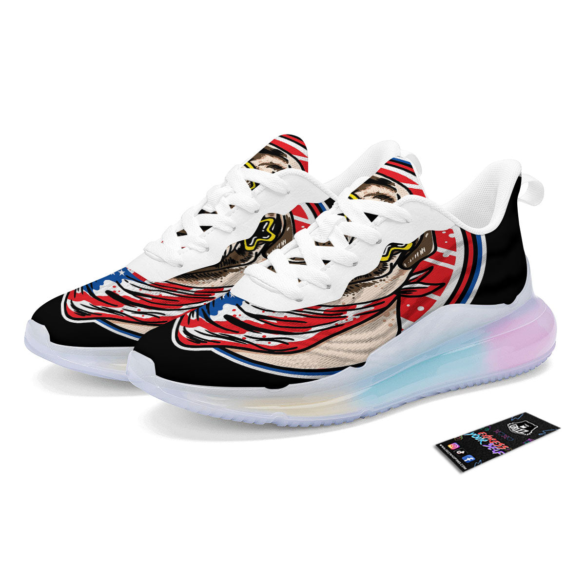 Pug Hipster Print Running Sneakers-grizzshop