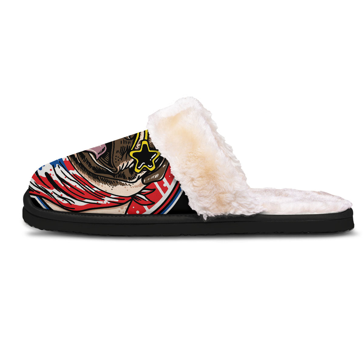 Pug Hipster Print Slippers-grizzshop