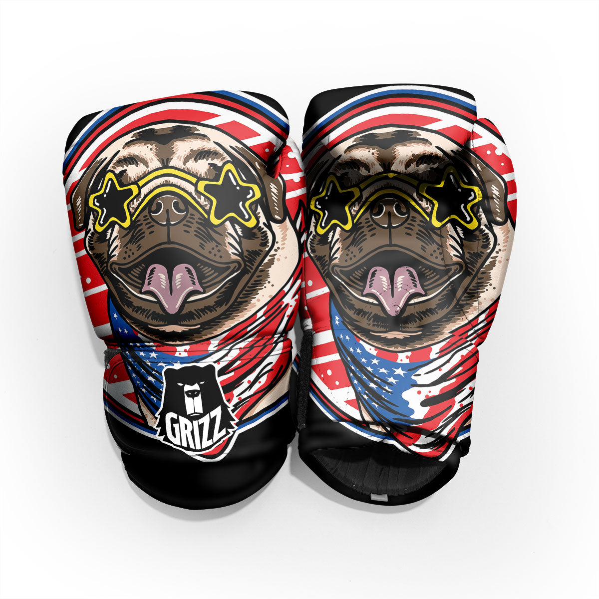 Pug Hipster Print Pro Boxing Glove