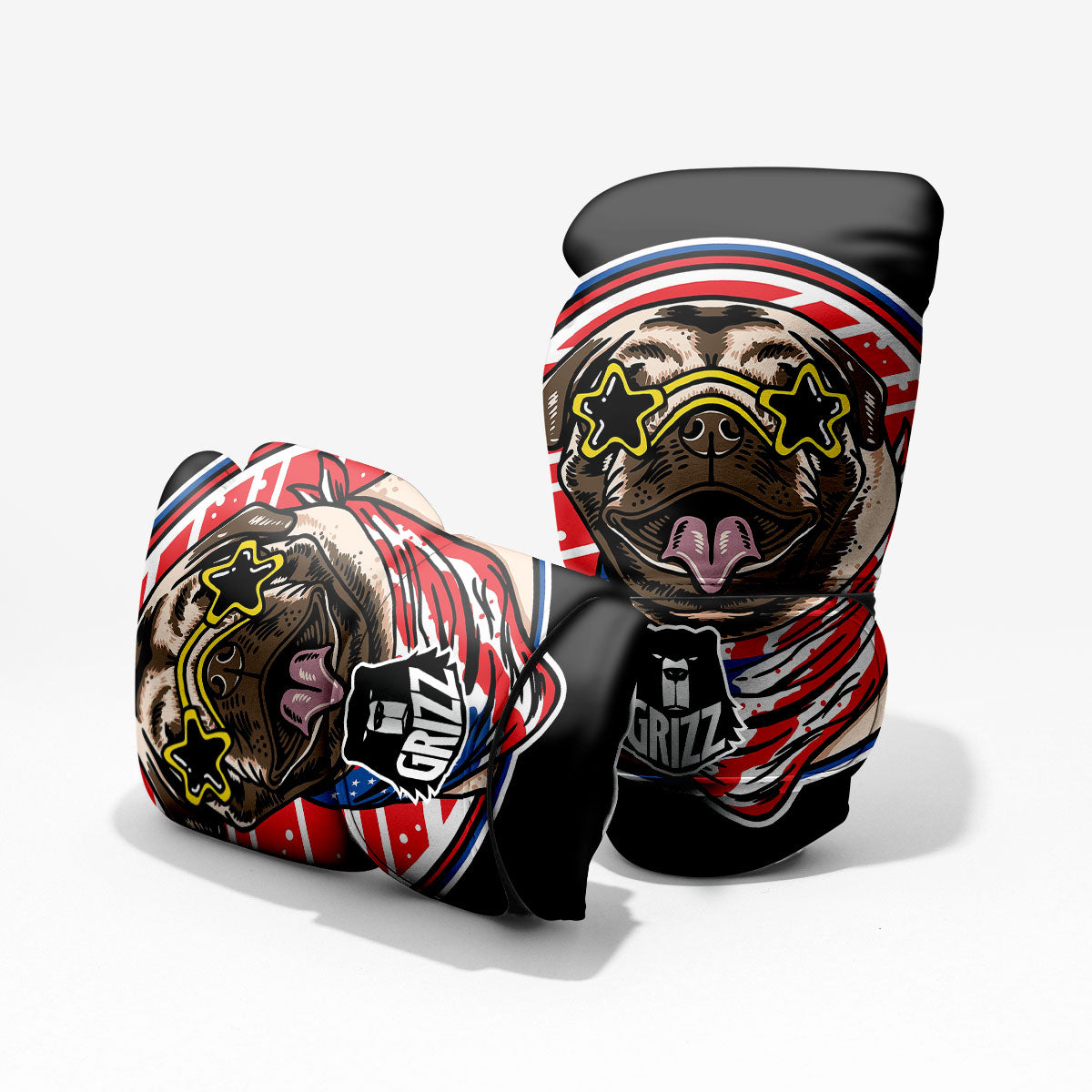 Pug Hipster Print Pro Boxing Glove