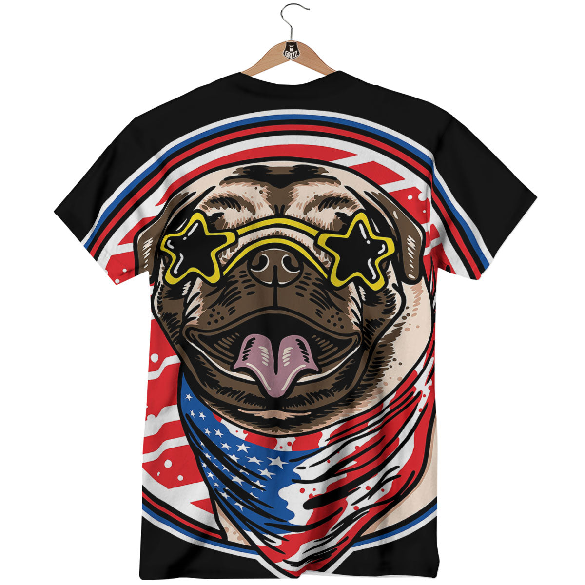 Pug Hipster Print T-Shirt-grizzshop