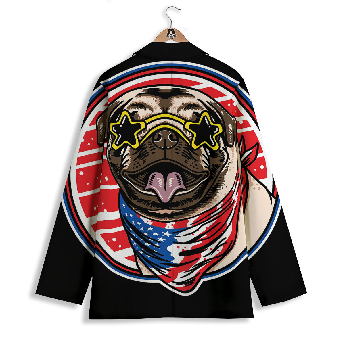 Pug Hipster Print Women's Blazer-grizzshop