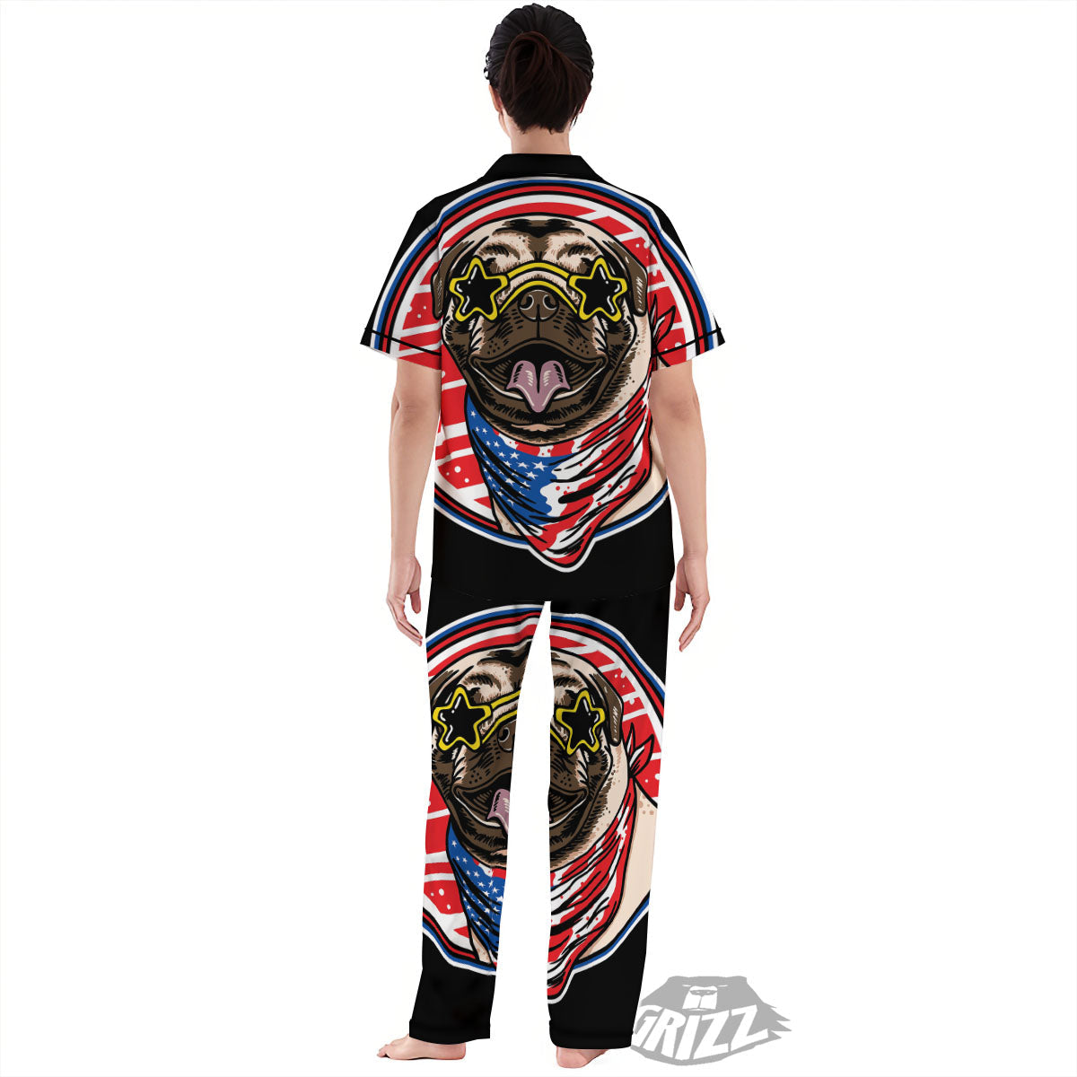Pug Hipster Print Women's Pajamas Set-grizzshop