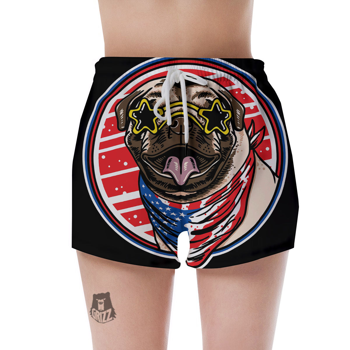 Pug Hipster Print Women's Shorts-grizzshop