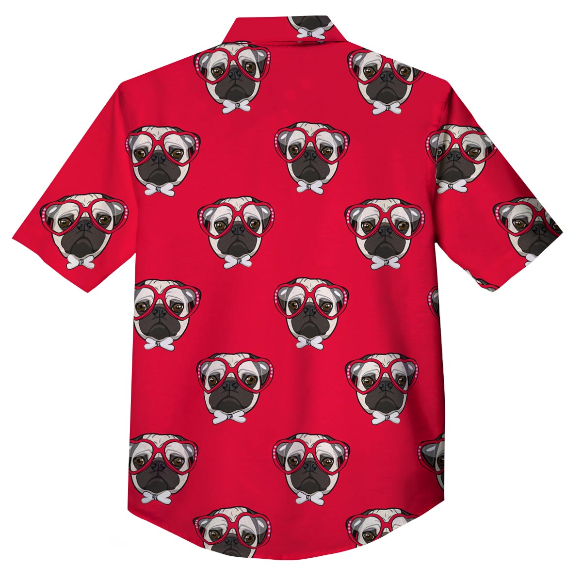 Pug Red Glasses Print Pattern Button Up Shirt-grizzshop