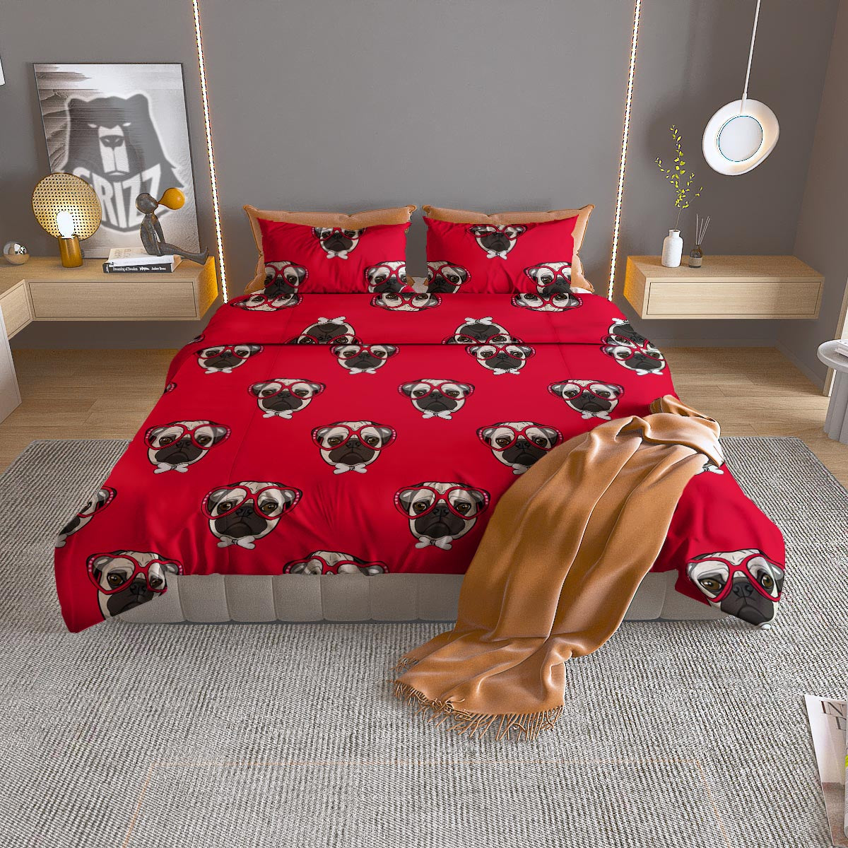 Polygonal Sunflower Print Pattern Duvet Cover Bedding Set