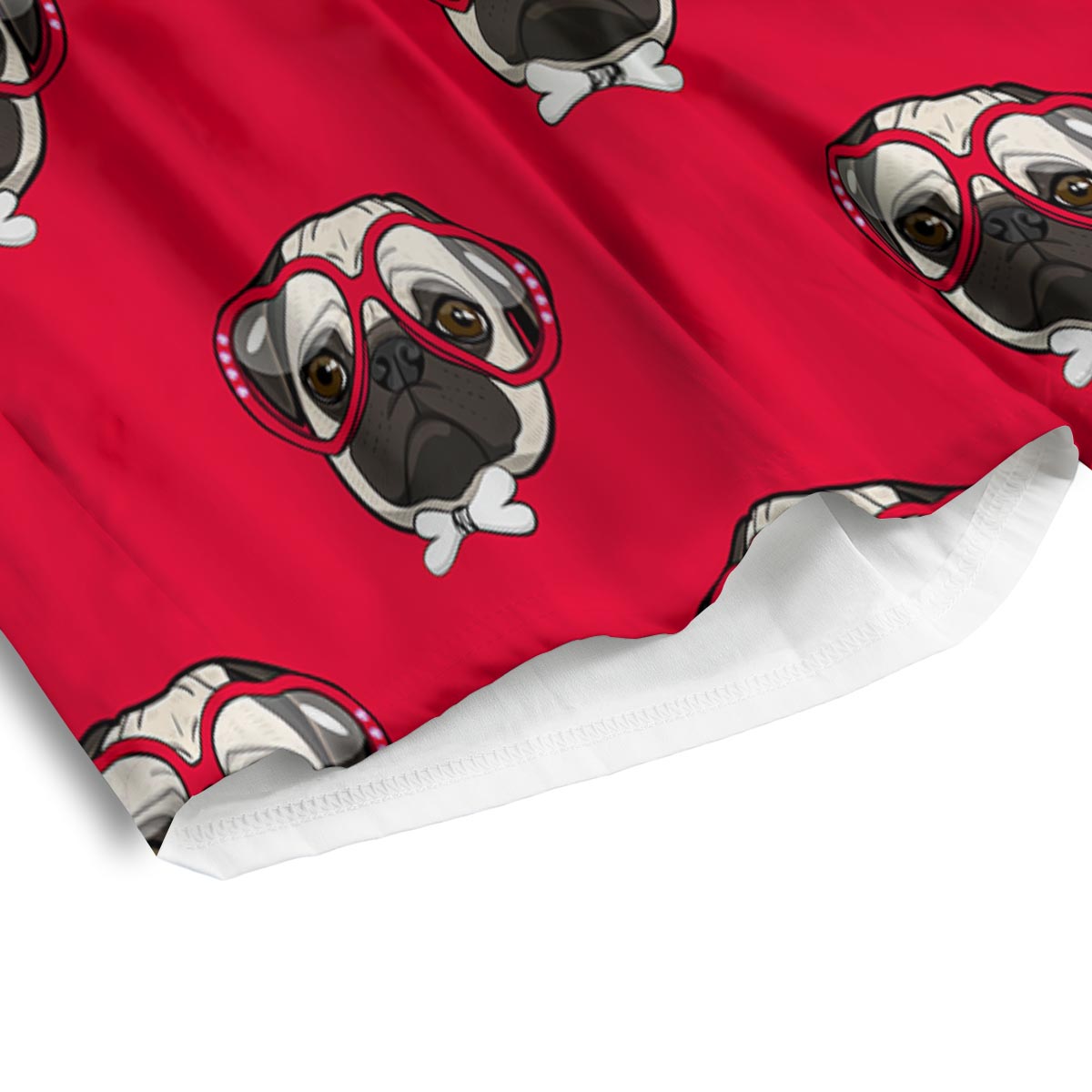 Pug Red Glasses Print Pattern Men's Athletic Shorts