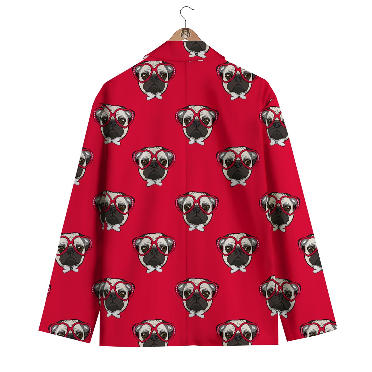 Pug Red Glasses Print Pattern Men's Blazer-grizzshop