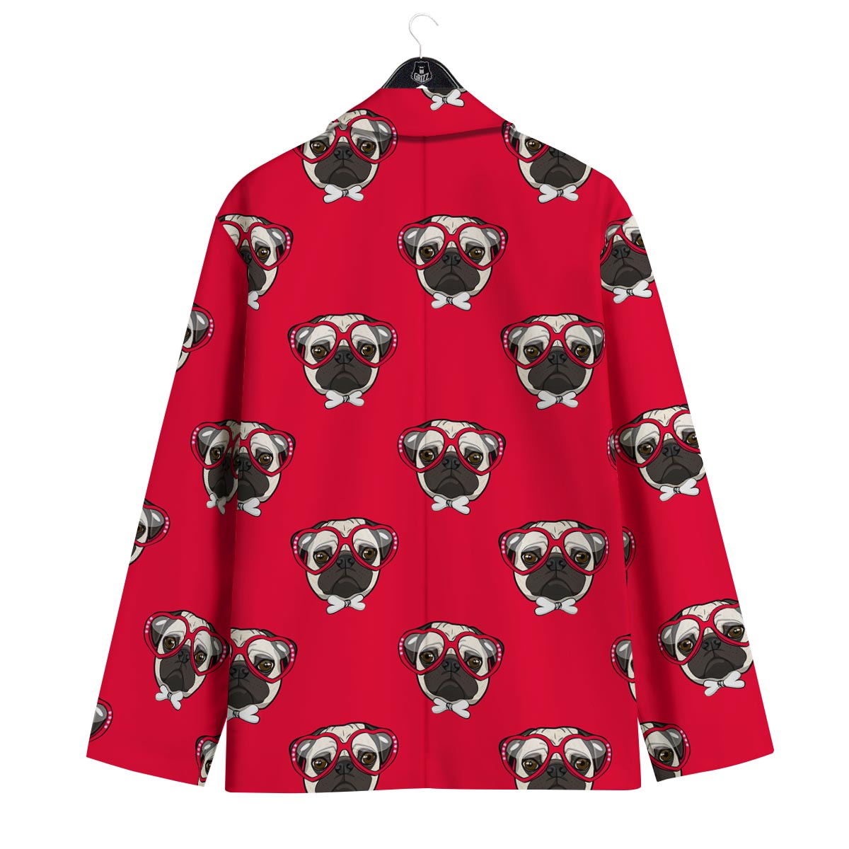 Pug Red Glasses Print Pattern Men's Sport Coat-grizzshop