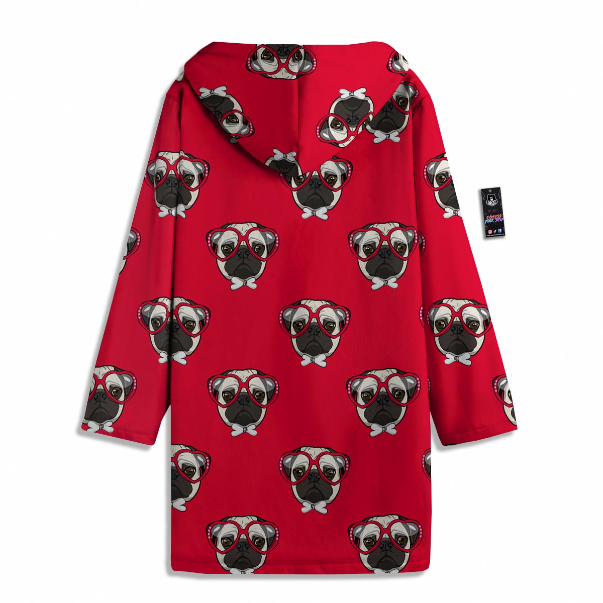 Pug Red Glasses Print Pattern Men's Windbreaker Jacket-grizzshop