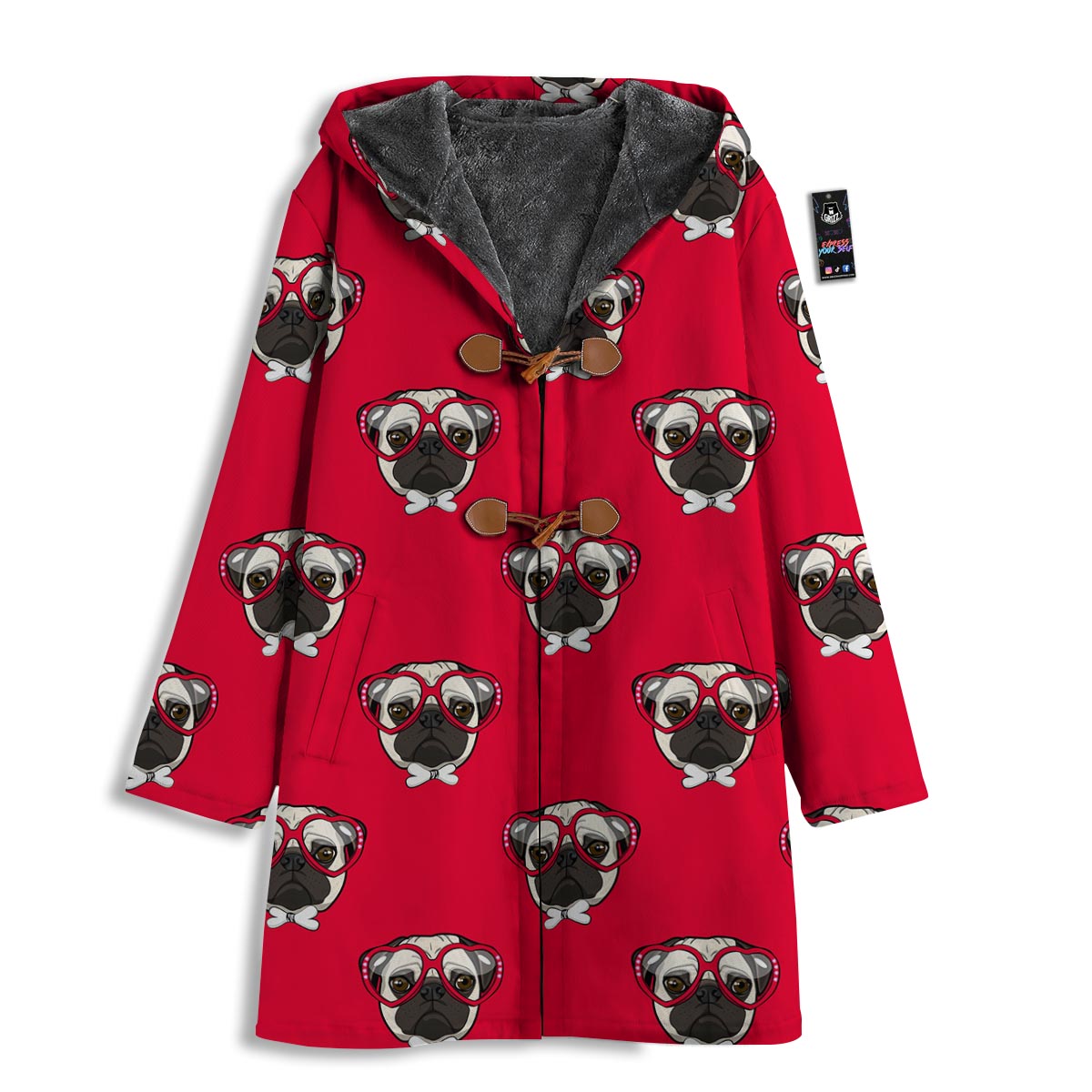Pug Red Glasses Print Pattern Men's Windbreaker Jacket-grizzshop