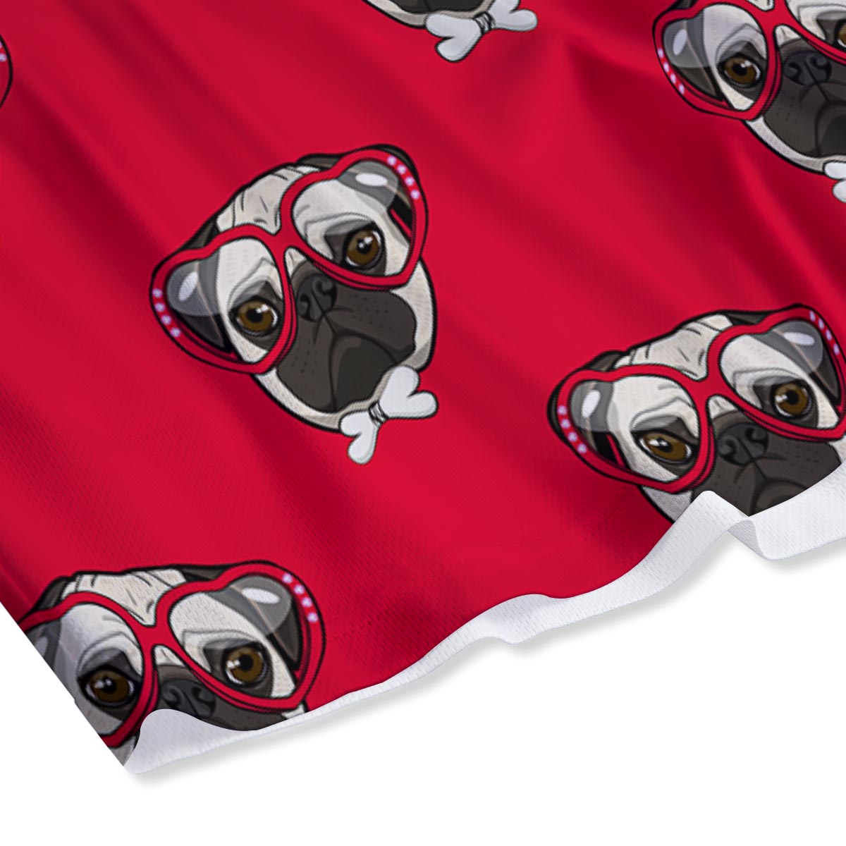 Pug Red Glasses Print Pattern Mesh Shorts