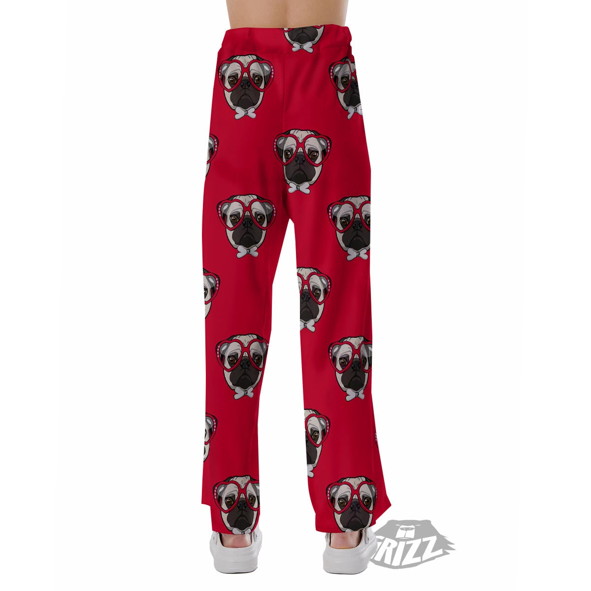 Pug Red Glasses Print Pattern Pajama Pants-grizzshop