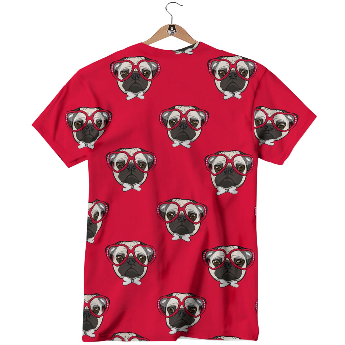 Pug Red Glasses Print Pattern T-Shirt-grizzshop