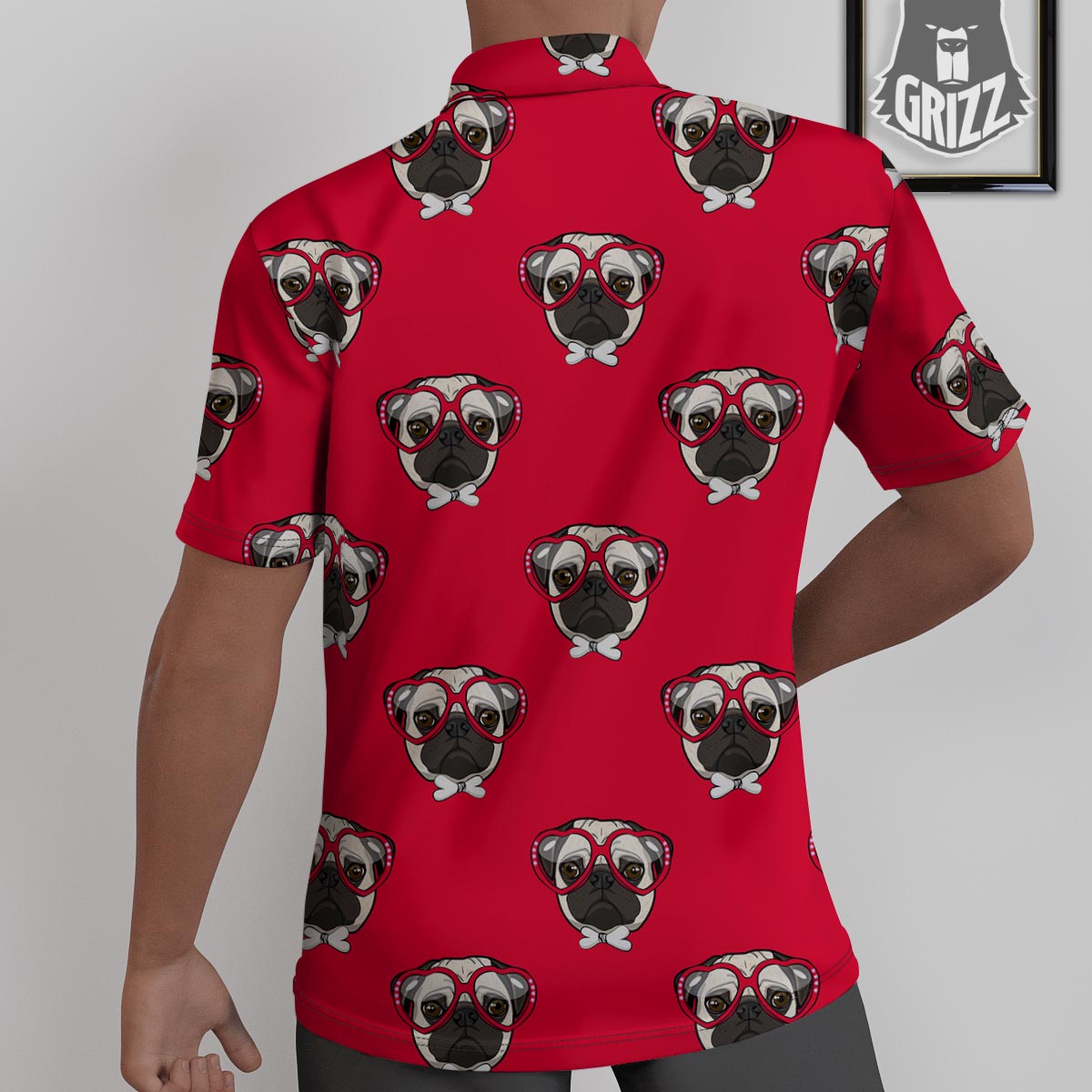 Pug Red Glasses Print Pattern Untucked Shirts-grizzshop