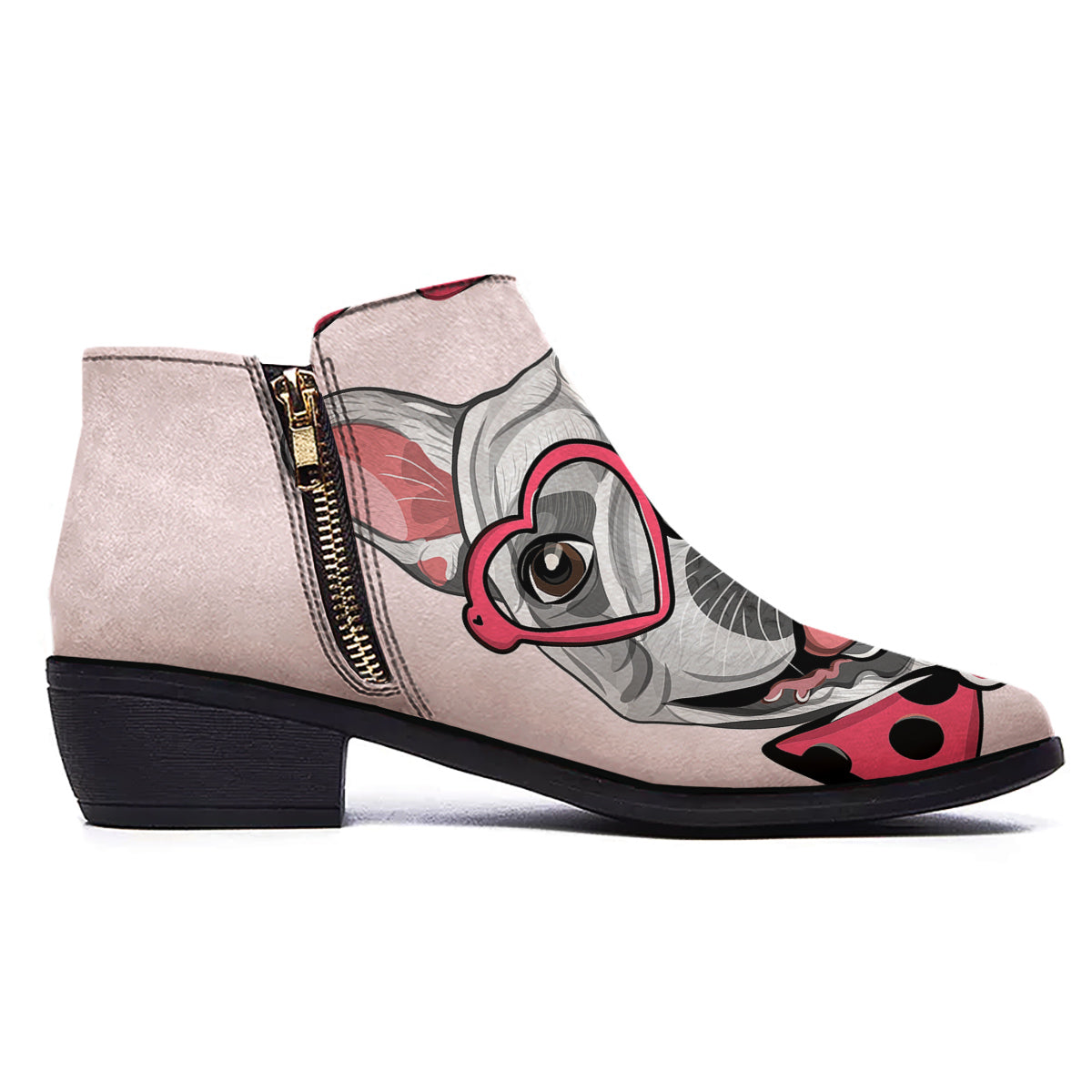 Pug With Glasses Cute Print Cute Ankle Boots-grizzshop