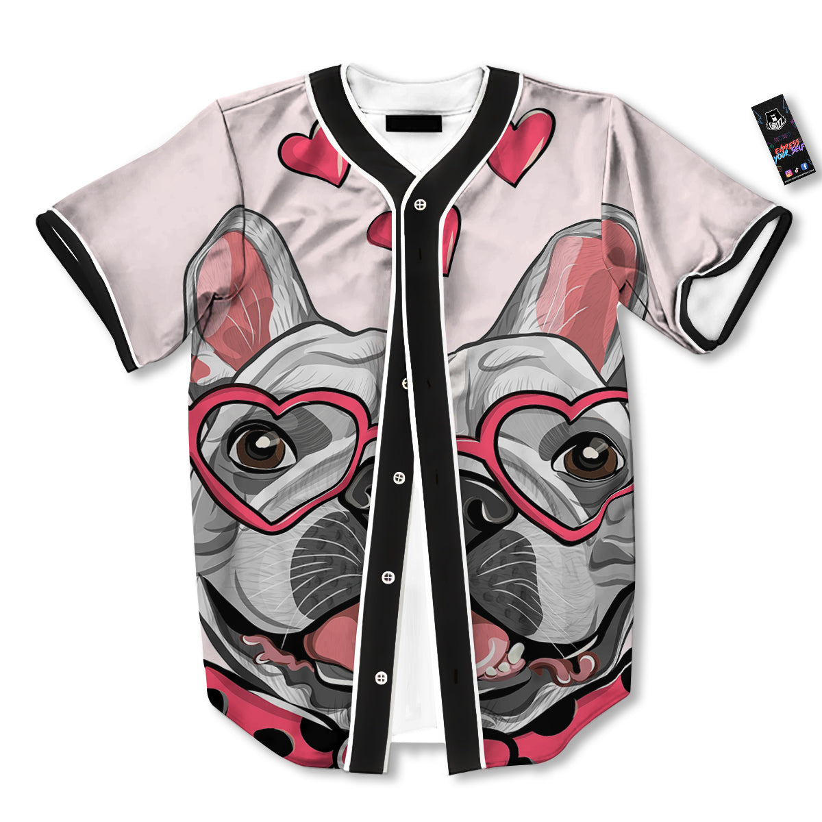 Pug With Glasses Cute Print Cute Baseball Jersey-grizzshop